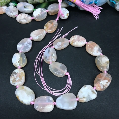 Необработанные бусины из розового/синего/зеленого агата сакуры  srbstsq