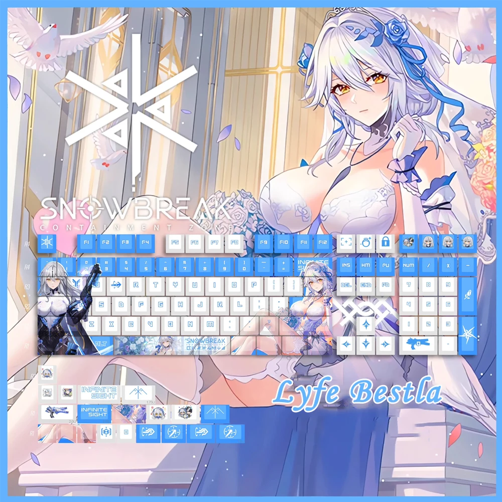 Фото Кейкапы Project Snow PBT с сублимационной печатью, профиль Cherry, для клавиатур: Anime Game Dustborn, Fenny, Guiltcrown, Lyfe, Bestla №3