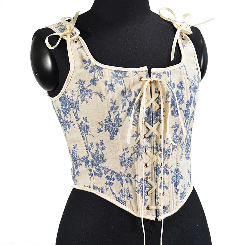 

French Front Lace Up Corset Crop Top