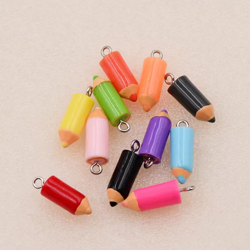 10pcs 7*16mm Color Simulation Pencil Head Charms For DIY Dec