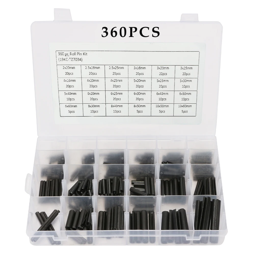 

360 Piece Metric Roll Pin Grab Kit Assortment M2 - M10 sizes Carbon Steel