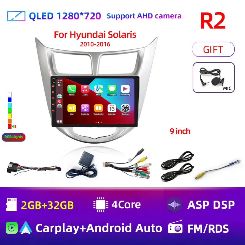

Автомагнитола на Android 12 для Hyundai Solaris Verna Accent 1 2010-2016, мультимедийный видеоплеер, навигатор GPS, 2 din, 4G, DVD, головное устройство