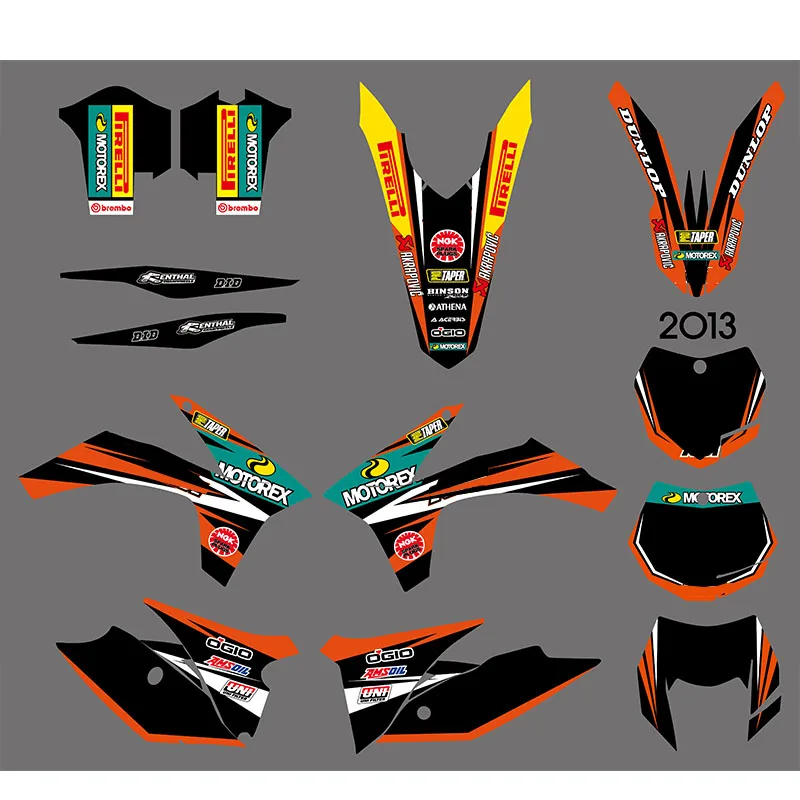 Motorcycle ATV Parts Accessories Decals & Stickers & Graphics for KTM Motor Bike EXC 2012 2013 Deco Kit
