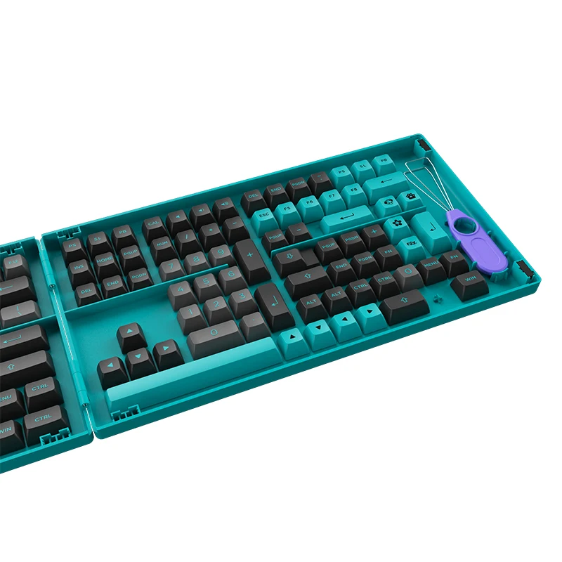 Akko Black &amp Cyan 197-клавиши ASA профиль Набор колпачков клавиш PBT Double-shot Полный с