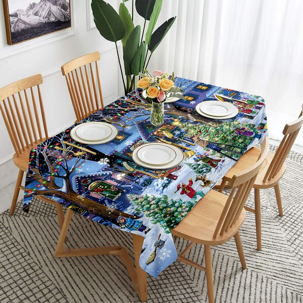 

Christmas Tablecloth, Snowman Christmas Tree Santa Claus, Suitable For Festive Party Picnic Dinner, Christmas Decoration 1pc