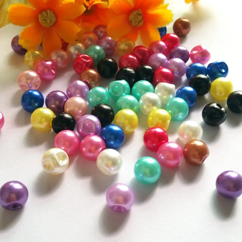 

100pcs/lot 10mm side hole Sewing buttons Mixed Colorful pearl buttons garment crafts botoes scrapbook accessory