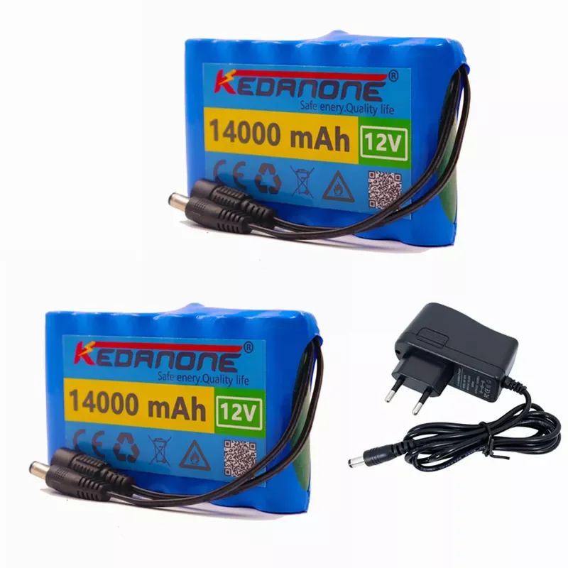 

2023NEW 2pcs Portable Super 12V 14000mah battery Rechargeable Lithium Ion battery pack capacity DC 12.6v 14Ah CCTV Cam Monitor +