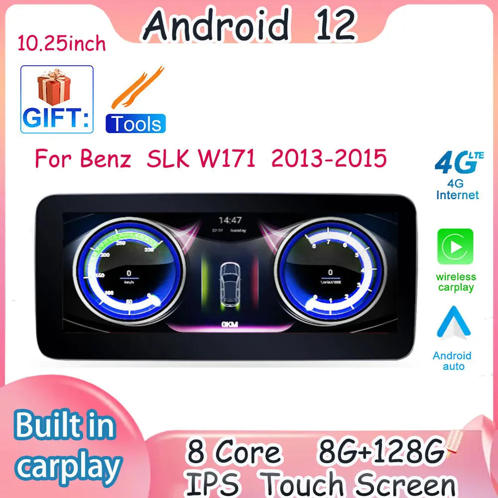 

10.25 Inch Android12 Touch Screen For Benz SLK W171 2013-2015 WIFI 4G GPS Multimedia Player Audio Monitor Carplay Auto Car Radio