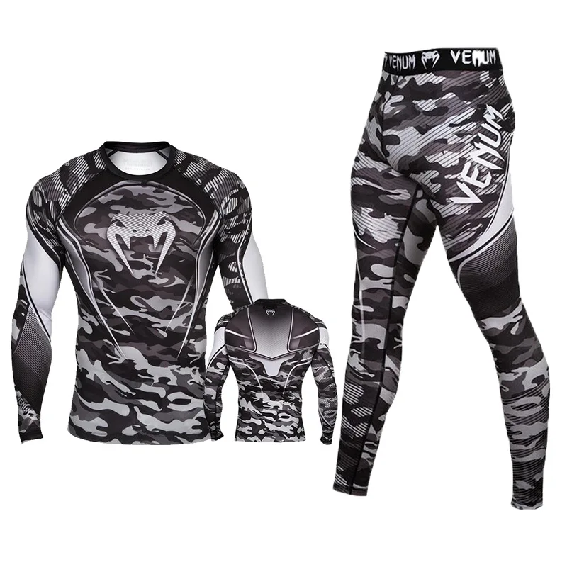 Boxing Two Piece Suit Tights Fight Fighting Training Sets Long Sleeved Sanda Tops and Fitness Trousers Muay Thai Quick Drying