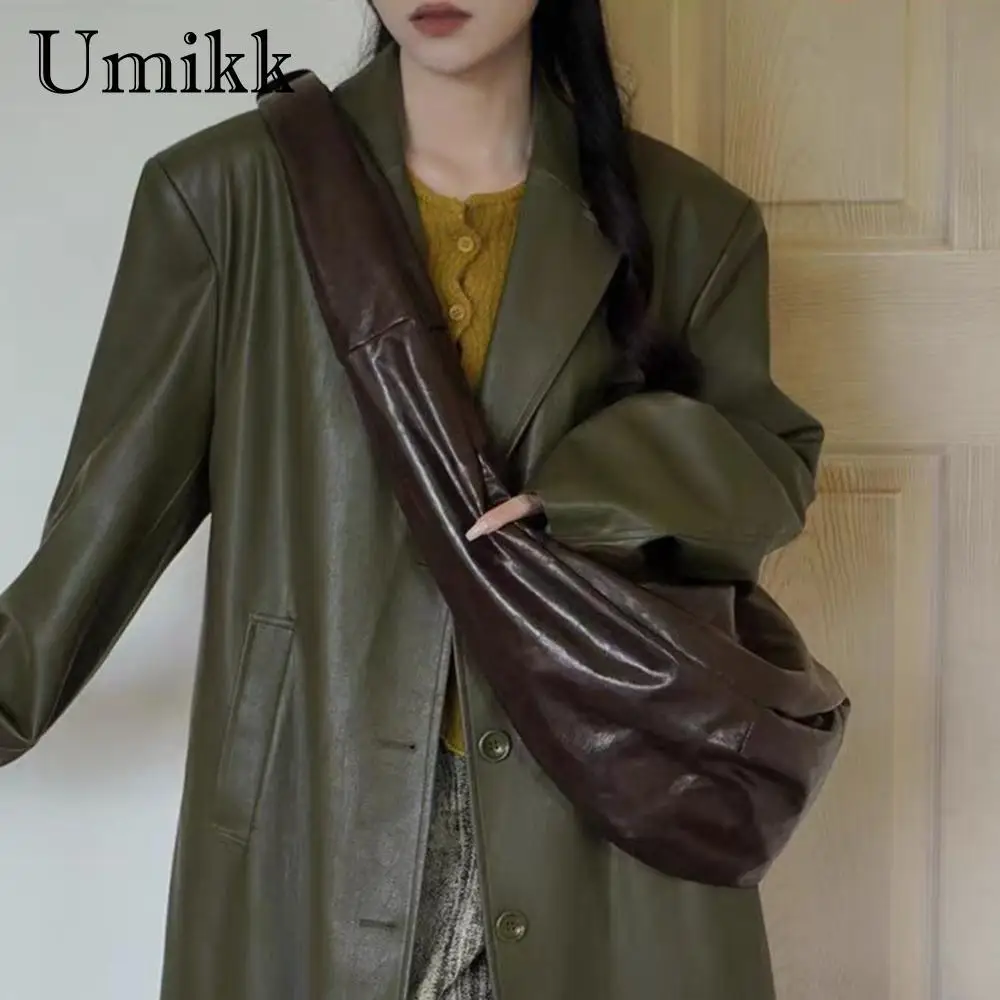 Женская сумка через плечо в форме полумесяца винтажная из искусственной кожи