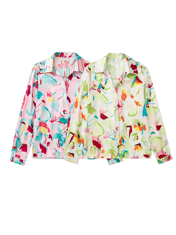 

Women Long Sleeve Single Breasted Shirts Spring Autumn Loose Print Ladies Blouses 2022 chemise femme