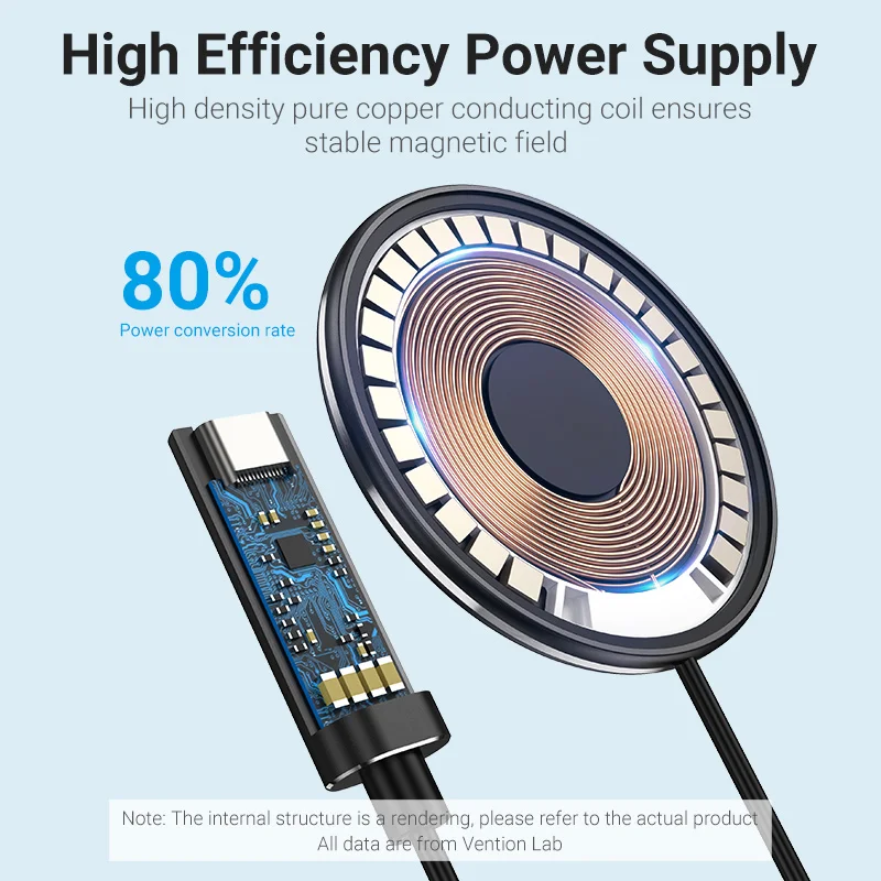 vention magnetic wireless charger for iphone 12 13 magnet induction charger for airpods pro xiaomi huawei 15w wireless charging free global shipping