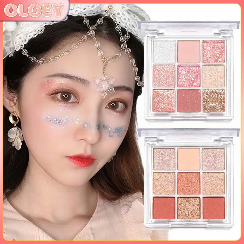 

Transparent Nine-color Acrylic Eyeshadow Palette Pearlescent Matte Earth Color Nine Square Grid Eyeshadow Maquillaje TSLM1