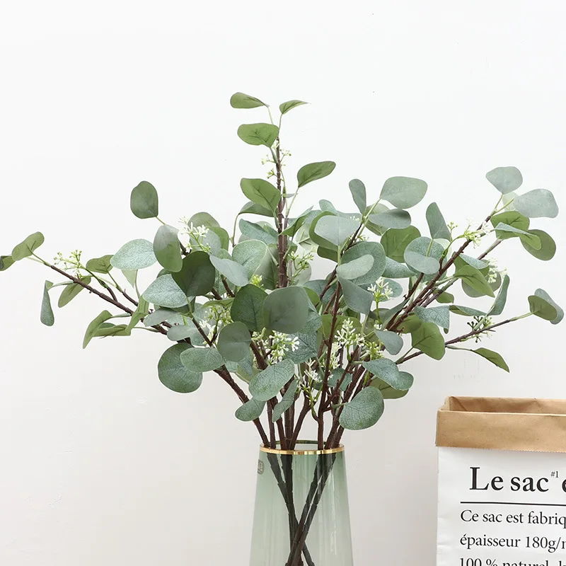Ветка из искусственных листьев Ретро зеленый шелковый лист эвкалипта для