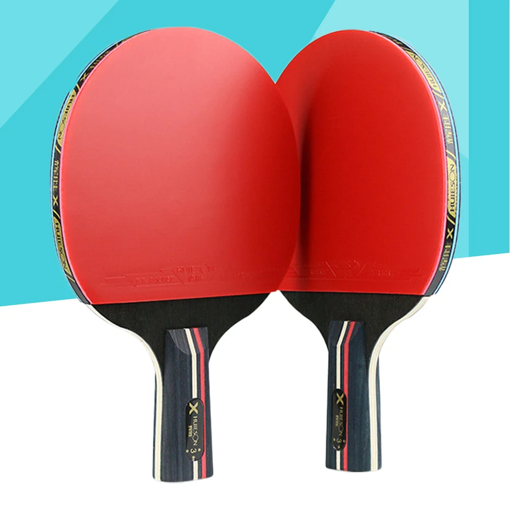 

2PCS Table Tennis Bat Rubber Three- Star Rackets Table Tennis Paddles Table Tennis Straight Handle Pingpong Set