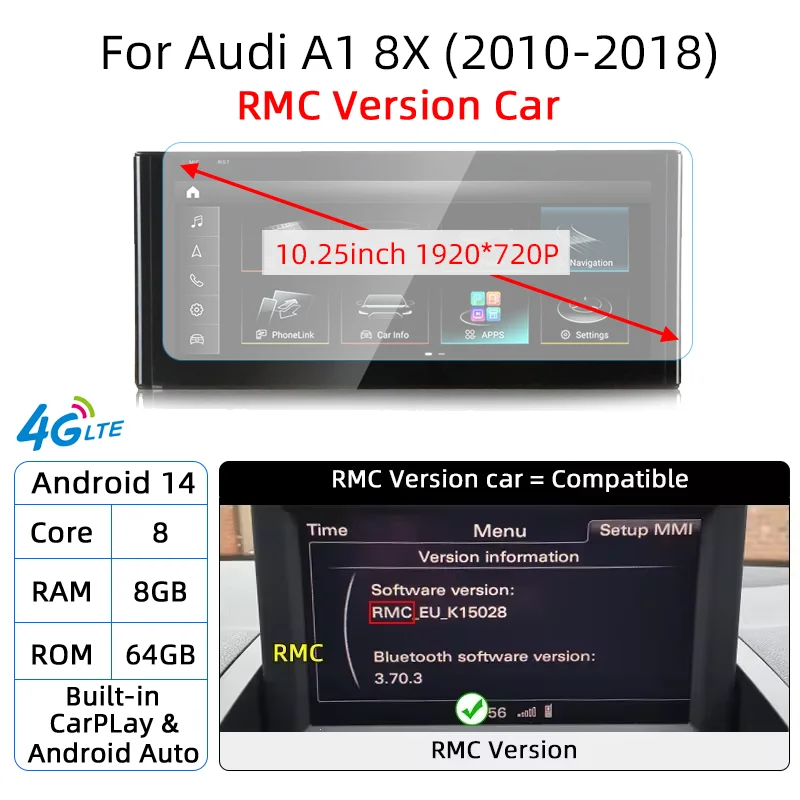 

Автомагнитола Android 14 с CarPlay для Audi A1 Q2 2010-2023, GPS-навигатор, мультимедийный проигрыватель, стереосистема, DSP, Wi-Fi, SIM, Bluetooth, IPS-экран с сенсорным управлением