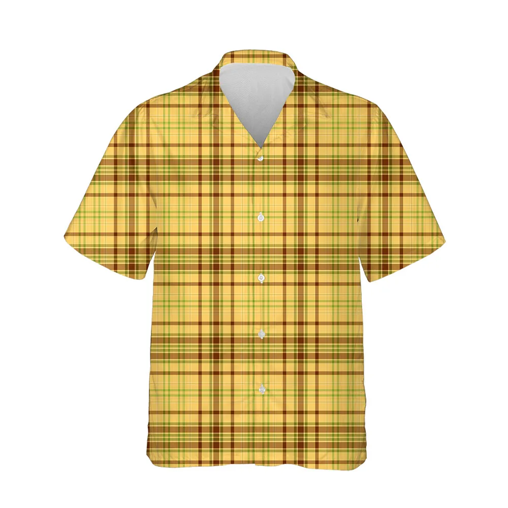 Jumeast New 3D Men's Clothing Casual Plaid Shirts For Men Casual Mens Hawaiian Shirt Short Sleeve Oversized Breathable Blouses