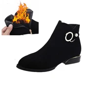 women boots ladies fashion zipper ankle boots student casual large size scrub single boots warm fur winter warm shoes m50