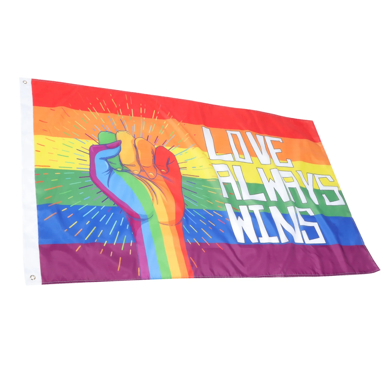 

Fist Pattern Rainbow Color Flag Fist Pattern Love Always Win Rainbow Color Fade Resistant Flag