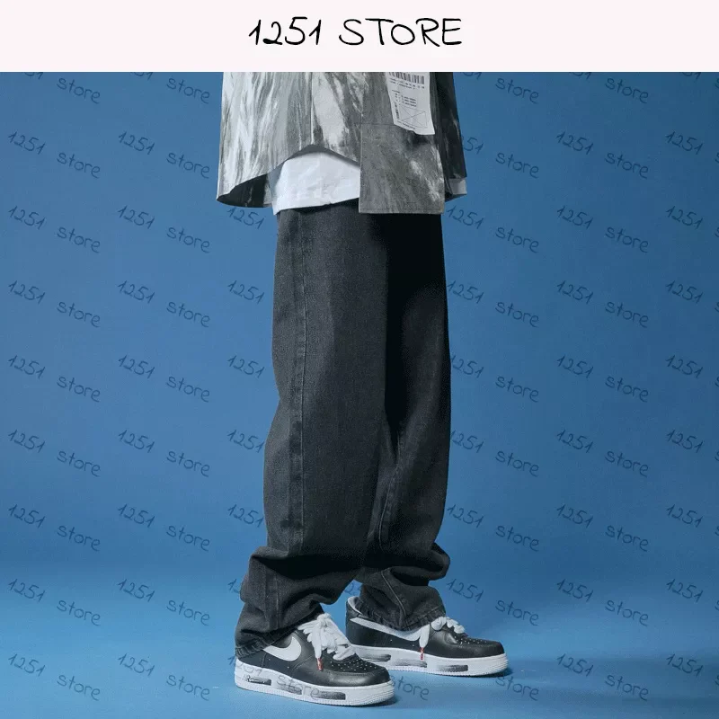 2022New Jeans men White Loose Denim Trousers neutral jean Streetwear Casual Solid Color wide jeans man women pants hip hop bagy