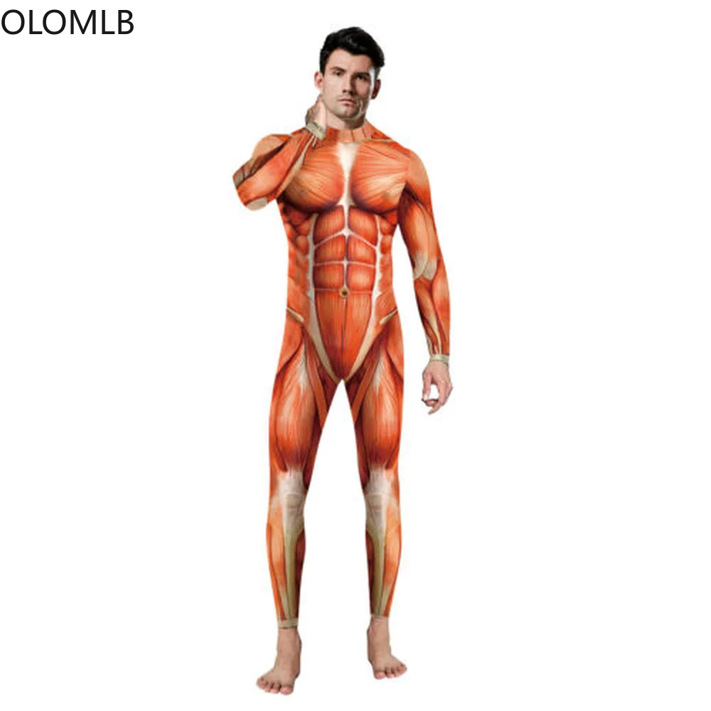 

2022 Mens Fancy Costumes Muscle Man Catsuits Cosplay Halloween Body Jumpsuits