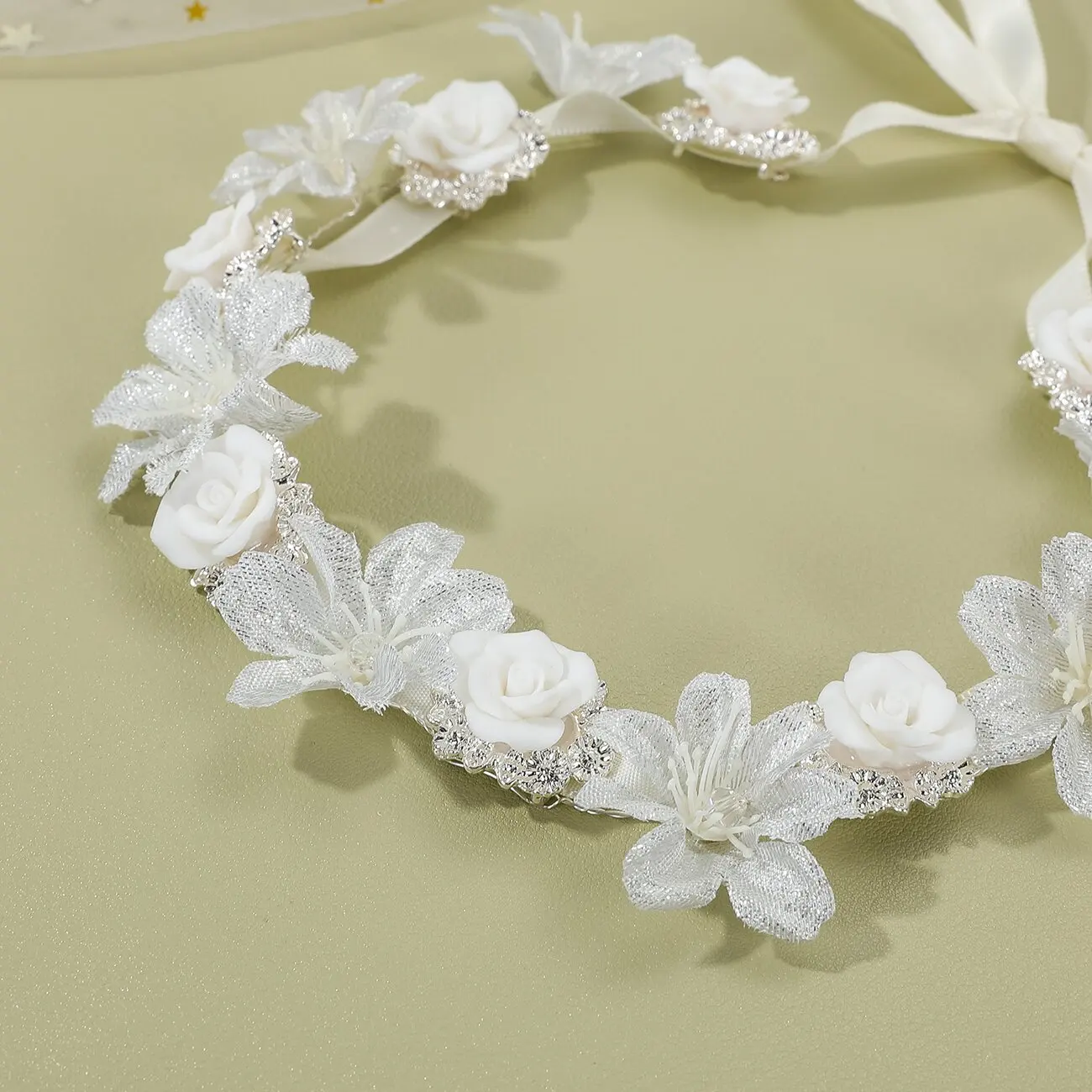 Свадебная вуаль ободок для волос с белым цветком диадемы женщин свадебные