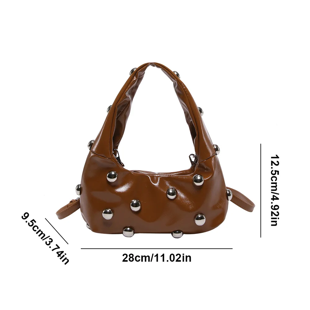 Женская сумка через плечо с заклепками из искусственной кожи стильная