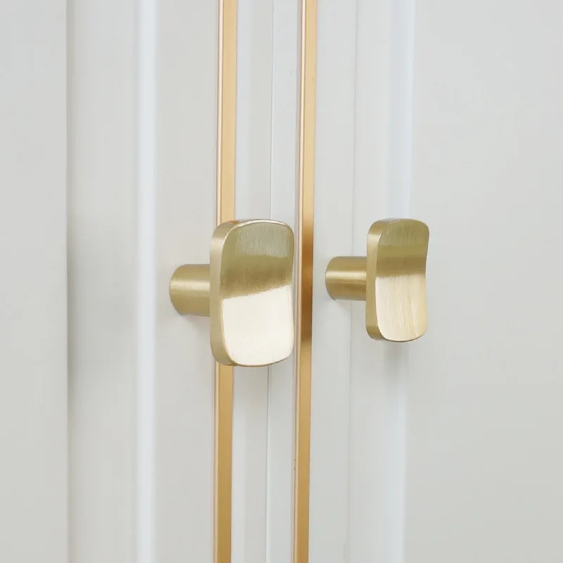 

Handle Nordic simple light luxury brass handle drawer cabinet door pure copper gold single hole small