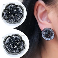 missvikki black round austrian clear cubic zirconia earrings for women fashion party elegant wedding festival stud earrings