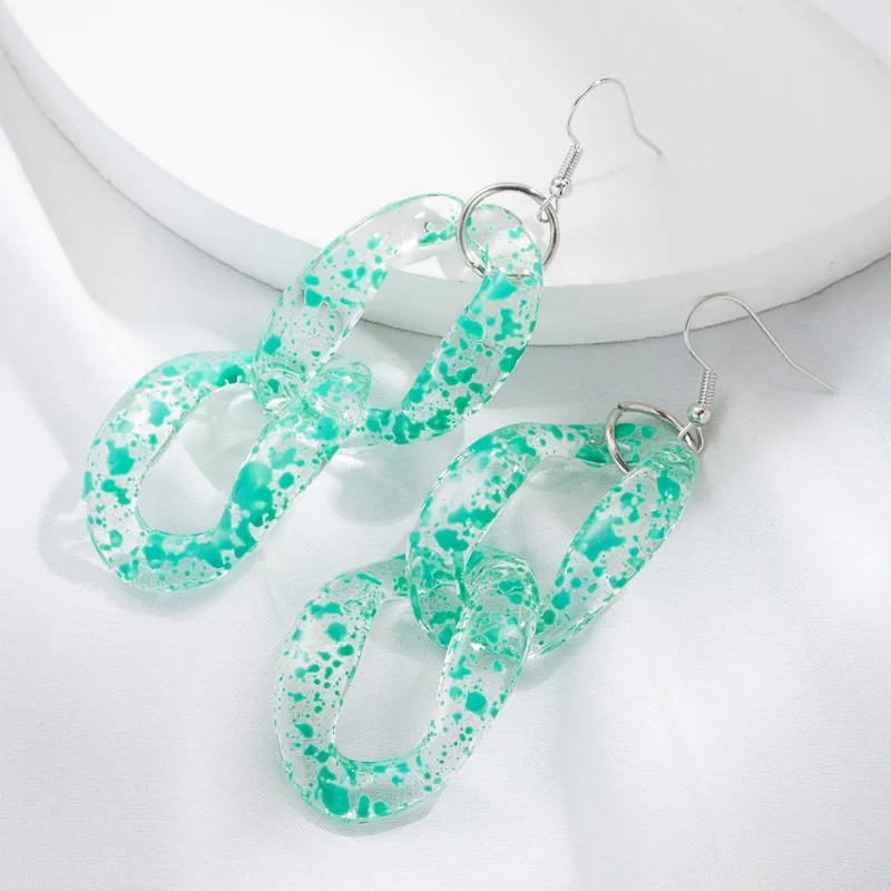 

Summer Green Acrylic Dangle Long Link Chains Geometric Drop Earrings for Women Female Club Party Bohemia Fashion Orecchini