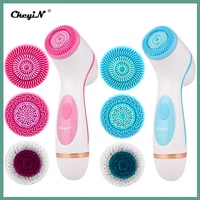 3 in 1 electric exfoliating brush two way rotating facial cleansing brush silicone makeup remover dead skin peeling face cleaner