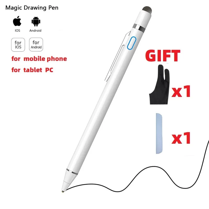 2 in 1 Active Stylus Digital Pen with Ultra Fine Tip Stylus for iPad iPhone Tablets(IOS&Android)
