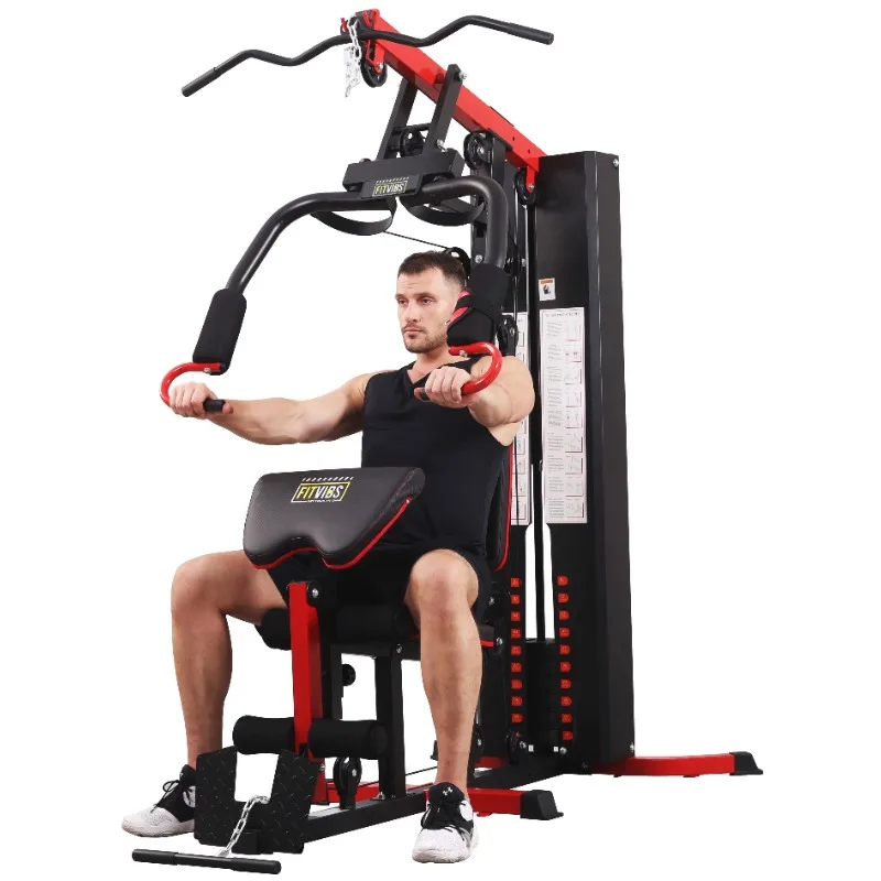 

Fitvids LX750 Home Gym System Workout Station with 330 Lbs of Resistance, 122.5 Lbs Weight Stack, One Station