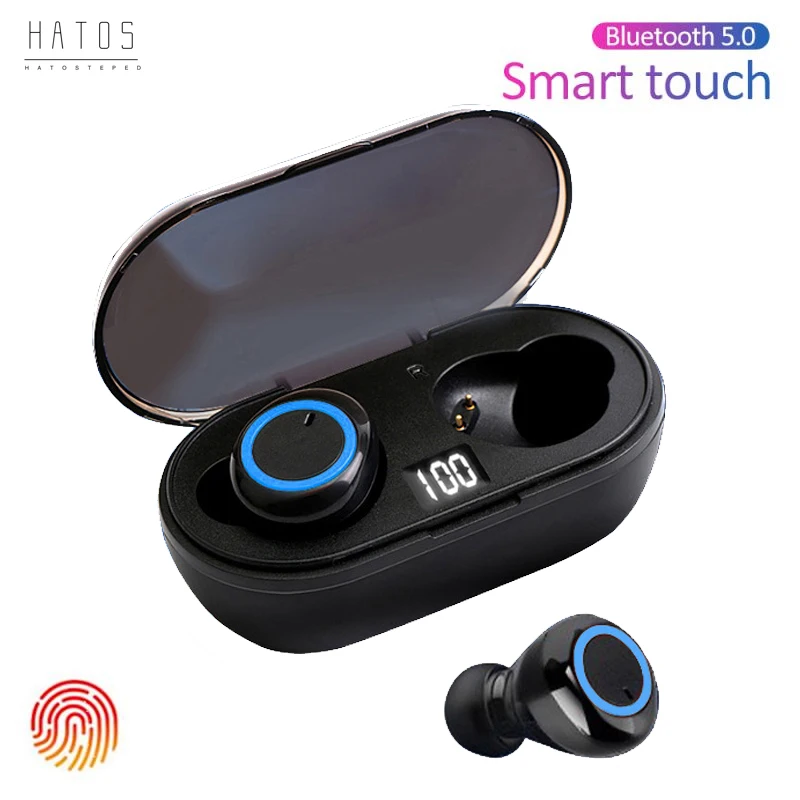 

TWS Bluetooth Earphones Headphones True Wireless Stereo Headset LED Display Deep Bass In-Ear Earbuds with Mic for Xiaomi Huawei