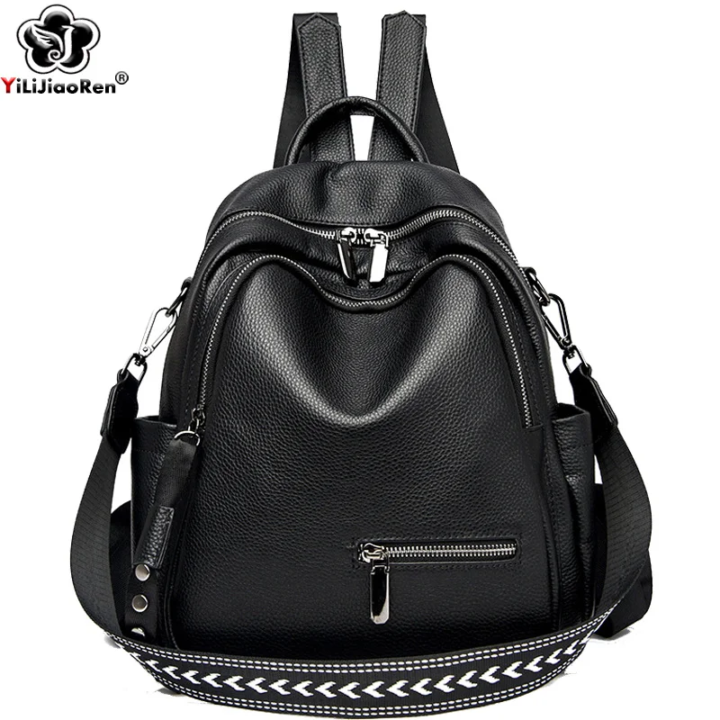 

Woman Genuine Cow Leather Backpack Fashion Rucksack Ladies Bagpack Large Capacity Bookbag for Girls 100% Cowhide Knapsacks