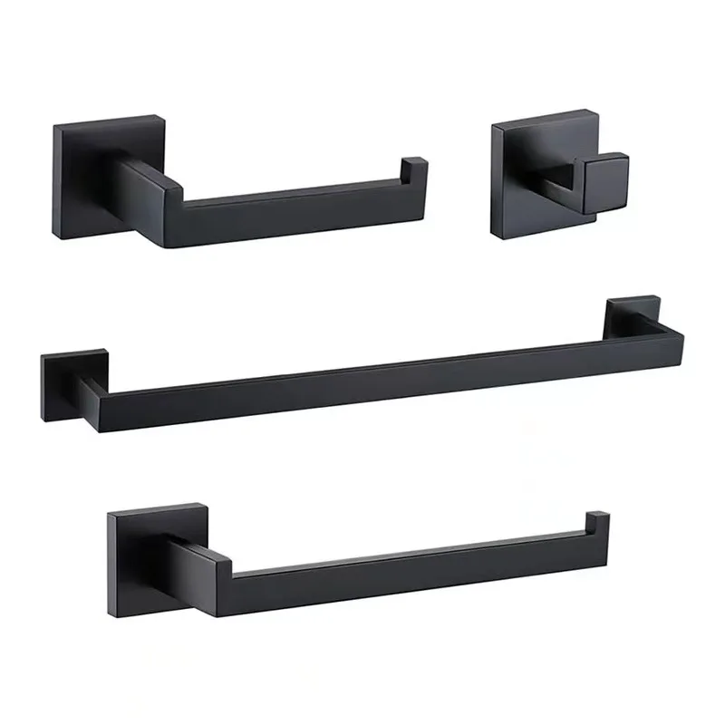 

Wall Mounted Bathroom Hardware Set Accessories Matte Black Rack Coat Hook Towel Rack Bar Rack Tissue Rack Bathroom Accessories