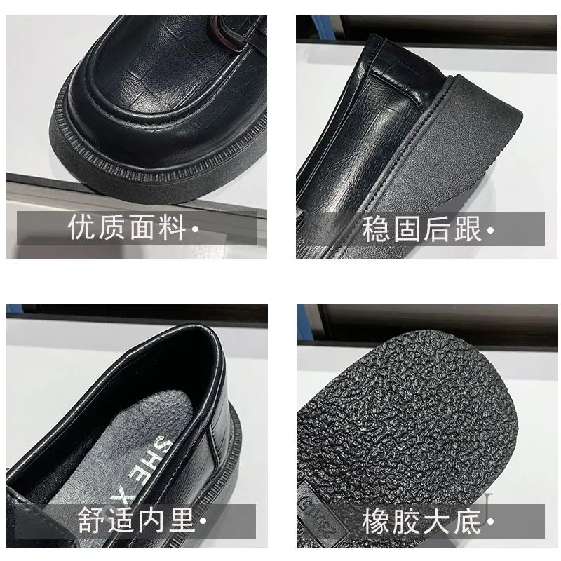 2023 Soft Leather Retro Small Leather Shoes British Style Spring and Autumn New Style Single Shoes Versatile Metal Buckle Shoes