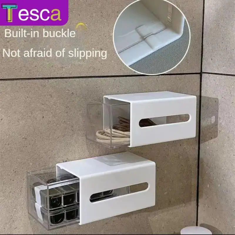 

Cotton Swabs Box Drawer Sorting Organizer Toilet Dormitory Plastic Storage Rack Wall-mounted Sundries Clips Small Storage Case