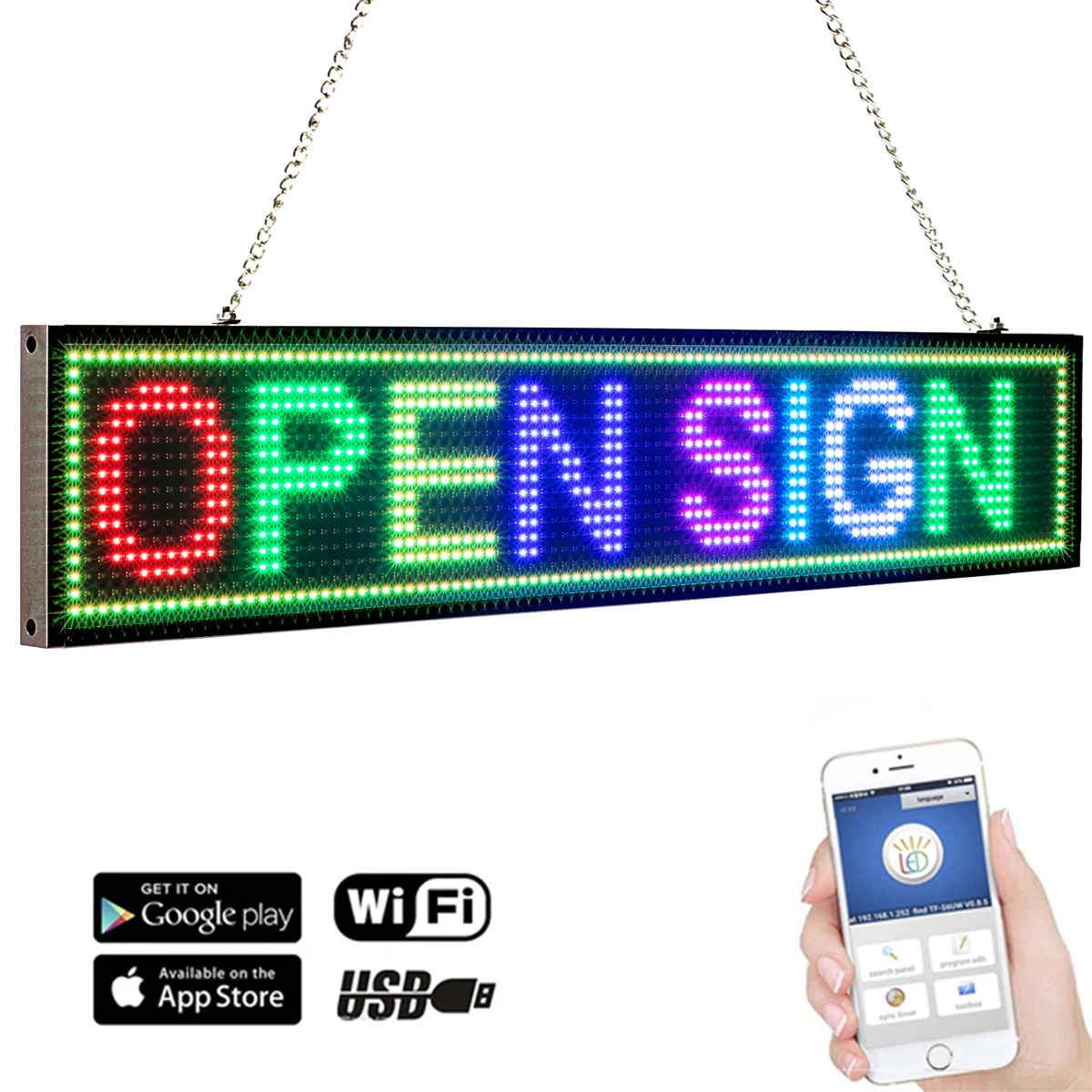 50cm Led Display Board P5 Led Price Poster Display Indoor WiFi Programmable Information LED Sign Screen Support Multi-Languages