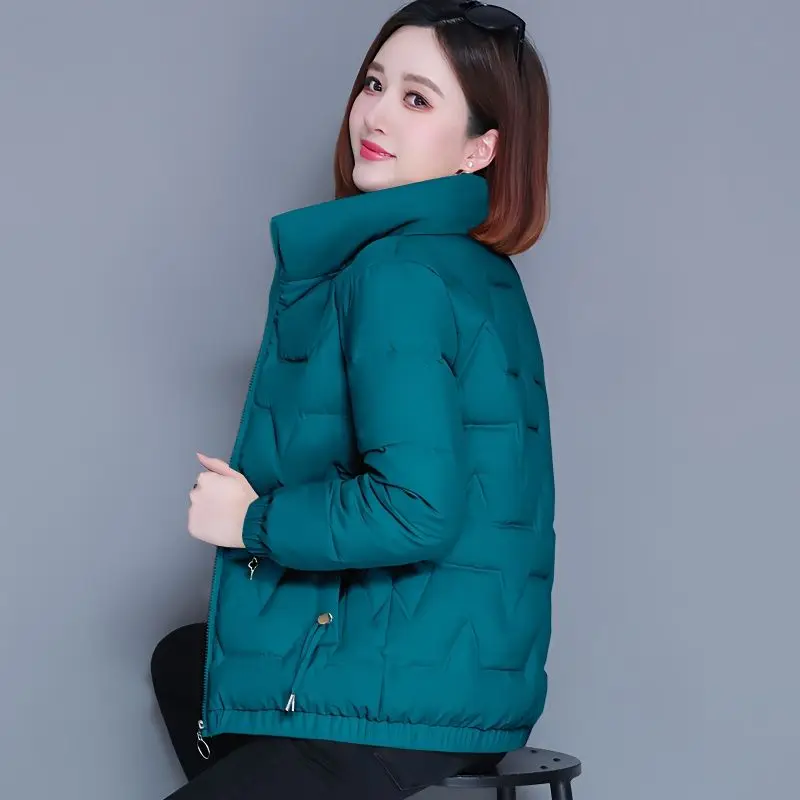 2023 New Winter Jacket Cotton Coat Women Short Slim Stand Collar Korean Fashion Warm Small Padded Jacket Coat