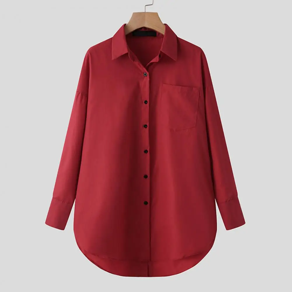 

Splicing Slits Women Blouse Chic Versatile Women's Blouses Single-breasted Back Buttoned Soft for Commuting Work Style