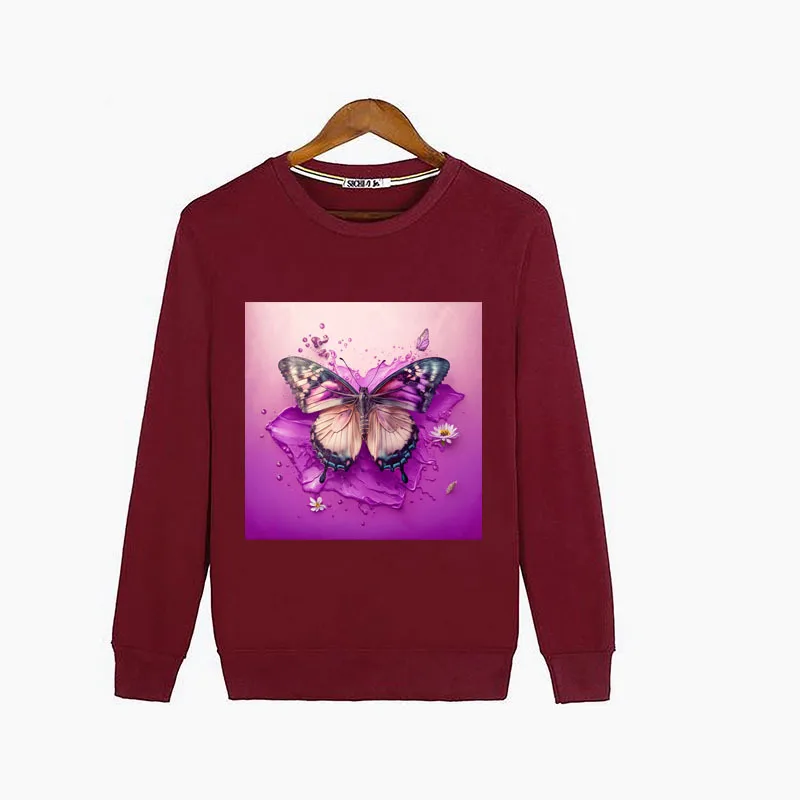 Акварель РадугаФиолетовые бабочки и цветы DTF утюг на термопереносах