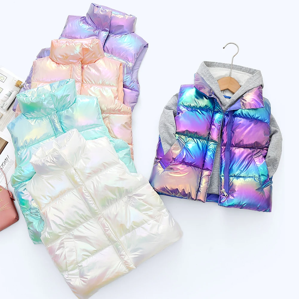 

Autumn and Winter Padded Vest For Kids No Clean Sleveless Jacket Children's Thickened Clothes Warm Solid Waistcoat Outwear Vest