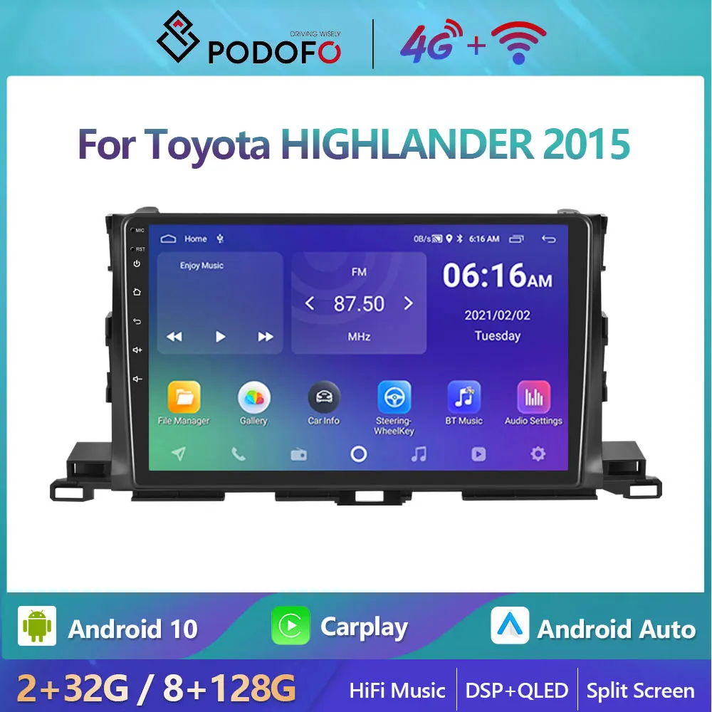 

Podofo For Toyota HIGHLANDER 2015 Car Radio Multimedia Video Player Navigation stereo GPS Android No 2din 2 din dvd Autoradio