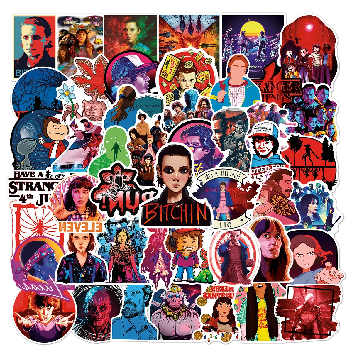 

50Pcs Stranger Things 4 TV Show Graffiti Stickers Kids Classic Toys DIY Laptop Refrigerator Guitar Motorcycle Waterproof Decal