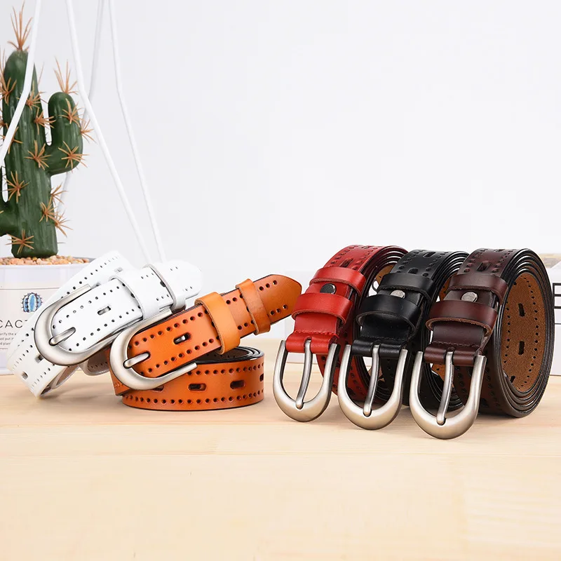 

Women Belt Genuine Leather Dress For Jeans Solid Color Fashion Style Top Quality Luxury Pin Buckle Casual Designer Strap LB2225