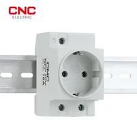 cnc din rail 35mm modular mount ac power socket plug 16a 220v ac connector grey residential general purpose industrial