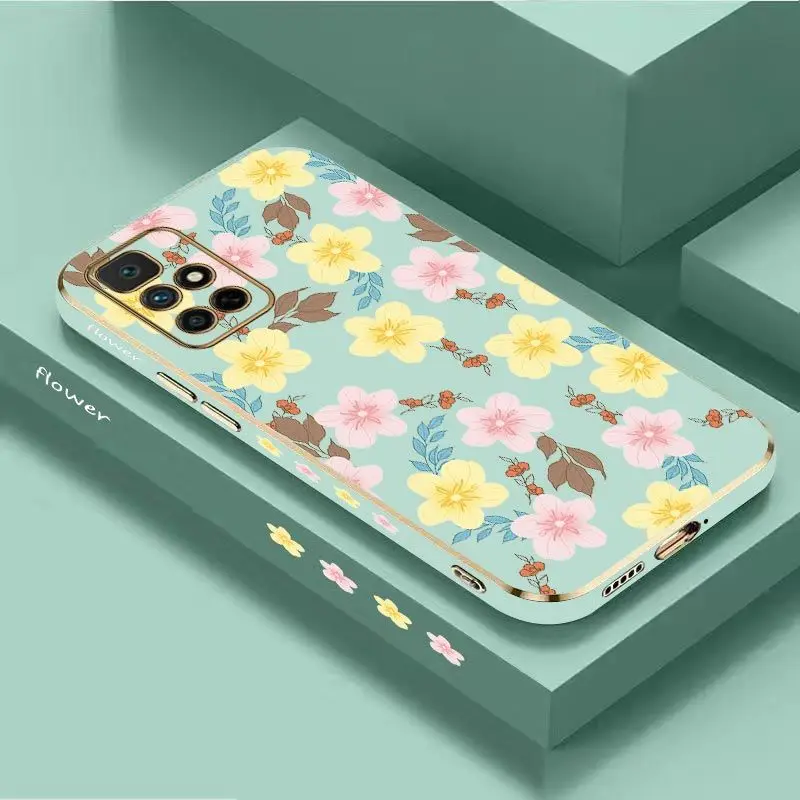 Twin Flower Luxury Plating Phone Case For Xiaomi Redmi 10 10A 12C 9 10C 9T 9A A1 9C Cover