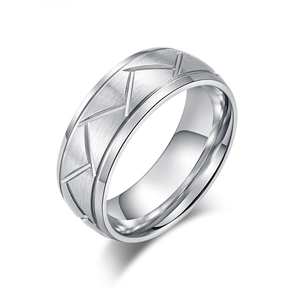 

Titanium Steel Men's Brushed Ring Stainless Steel Titanium Steel Slash Curved Pure Black Ring Fashion Men's Jewelry Hot