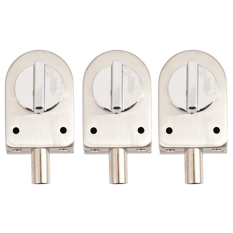 

3X Glass Sliding Door Latch Lock Non-Apertured Stainless Steel Glass Door Lock For Shower Room Bathroom Accessories